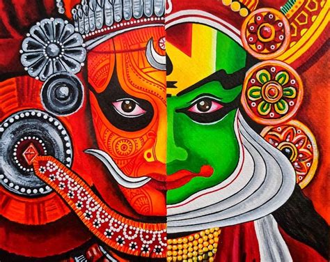 Kathakali Painting Theyyam Painting South Indian Art Onam Etsy India