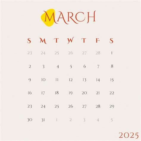 Calendar 2025 Maret Samira Hope