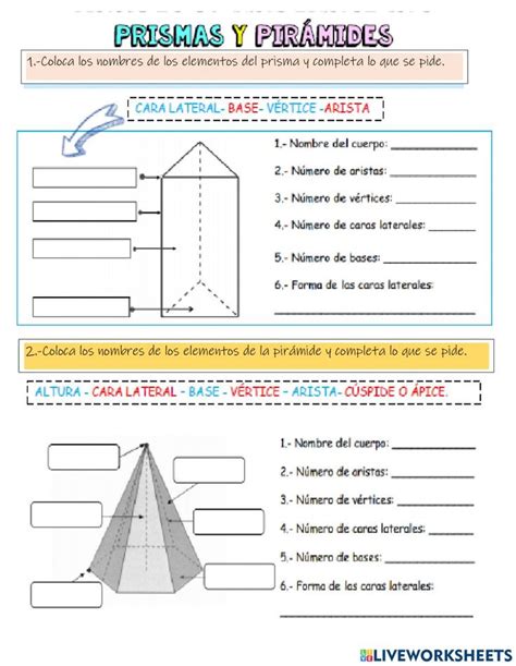 Prismas y pirámides online pdf exercise Prismas y piramides Prismas