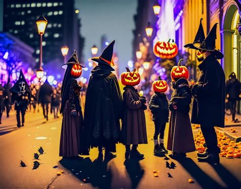 Premium Ai Image A Group Of People Dressed In Halloween Costumes Are