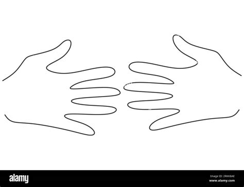 Continuous line drawing of two hands barely touching one another ...