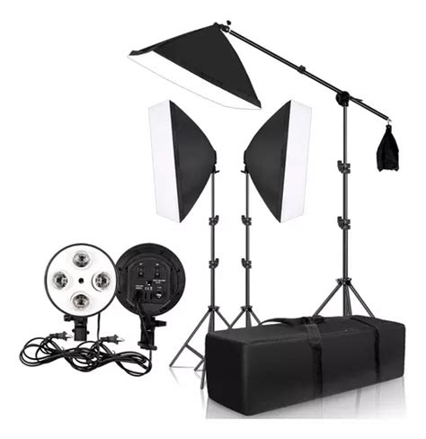 Kit Ilumina O Estudio Softbox Girafa Bocal Quadruplo Frete Gr Tis