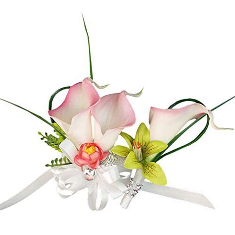 Angel Isabella Wrist Corsage Boutonniere With Real Touch Calla Lily