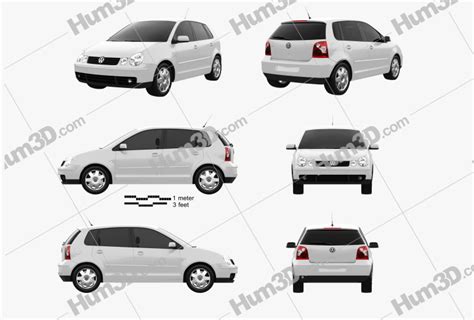 Volkswagen Polo Mk4 5 Door 2009 Blueprint Template