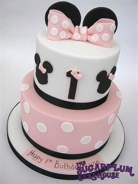 Simple Minnie Mouse 2 Tier Birthday Cake Decorated Cake Cakesdecor