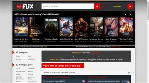 du site de streaming Wiflix mise à jour en mai 2024