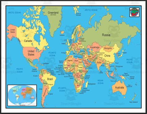 Countries & Continents - World Map Activity by Teach Simple