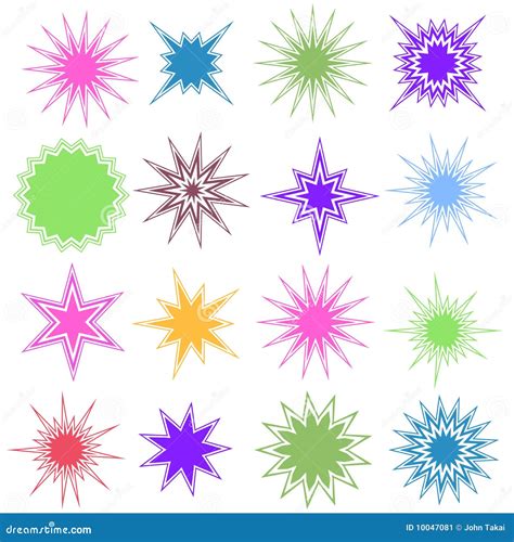 Set Of 16 Starburst Shapes Stock Vector Illustration Of Icons 10047081