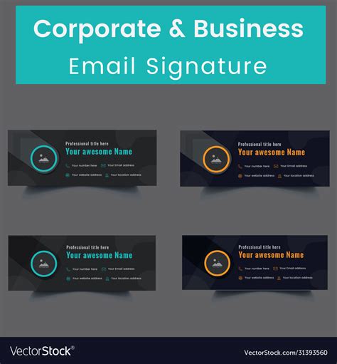 Personal email signature template layout design Vector Image