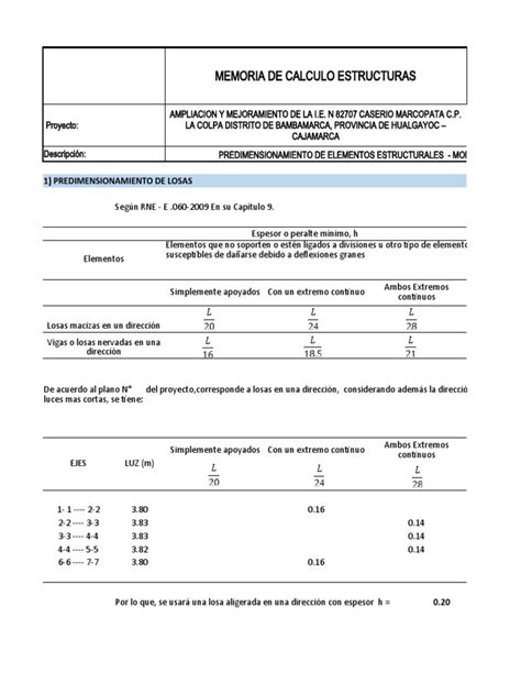 Predimensionamiento Estructural Pdf Sectores Economicos Ingeniería Mecánica