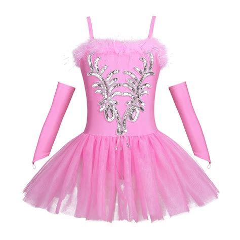 Glitzer Ballettanzug M Dchen Pailletten Tanzkleid Tutu Ballett Kleid