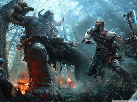 God Of War Digital Wallpaper God Of War Forest Kratos God Of War