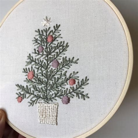 Christmas Tree Hand Embroidery Pattern Beginner Christmas Etsy