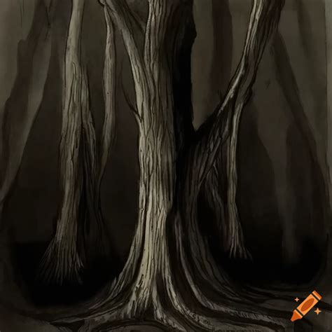 Ink Drawings Of Eerie Trees Inspired By John Kenn Mortensen On Craiyon