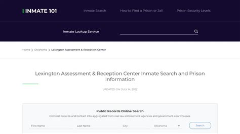 Lexington Ok Prison Inmate Search