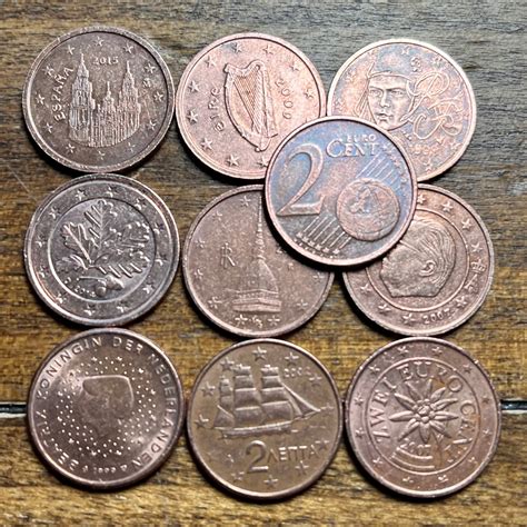 Full Roll 45 Of Collectible 2 Cent Euro Coins—several Different