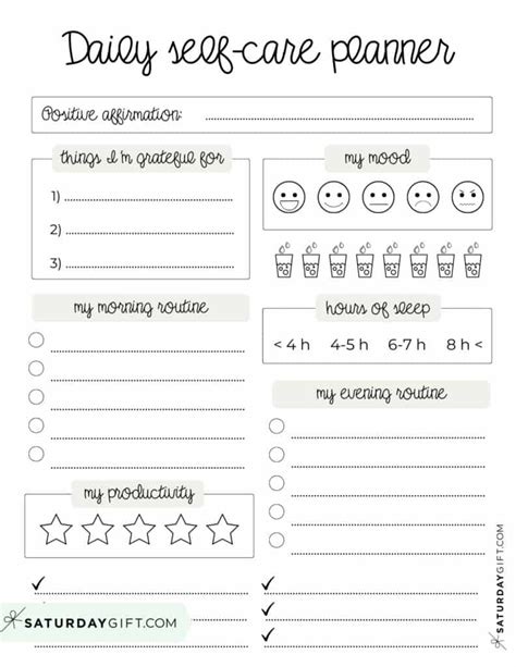 Self Care Planner Cute Free Daily Self Care Planners