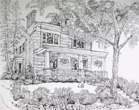 House Portrait Pen And Ink By Houseportraits On Etsy