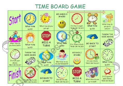 Time Board Game ESL Worksheet By Stefania R