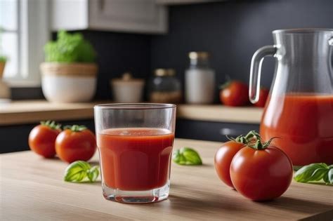 Premium Photo Two Glasses Of Tomato Juice With Fresh Tomatoes And