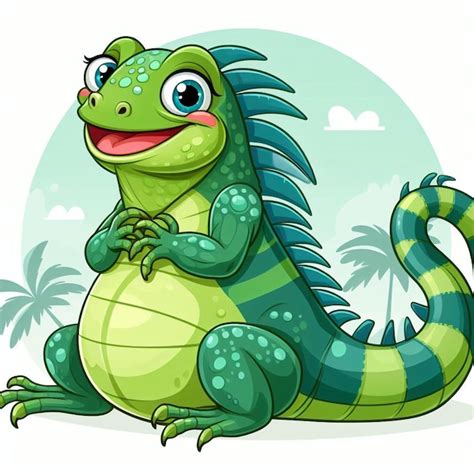 Premium Vector Cute Iguana Vector Cartoon Illustration