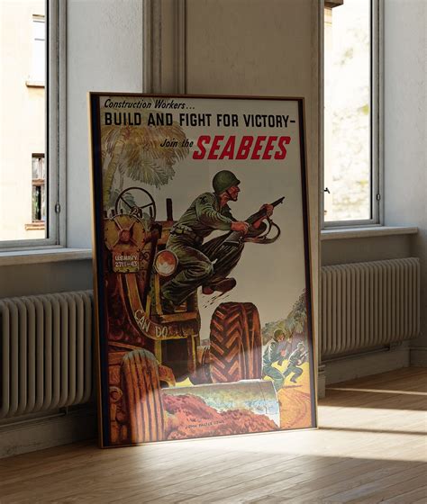 Seabees Poster Poster WW2 Poster Build And Fight For Victory Poster Etsy