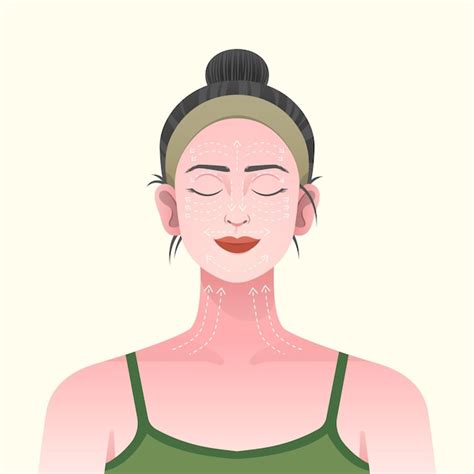 Illustration De La Technique De Massage Du Visage Avec Femme Vecteur