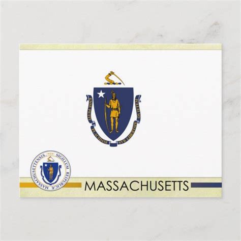 Massachusetts State Flag And Seal Postcard Zazzle