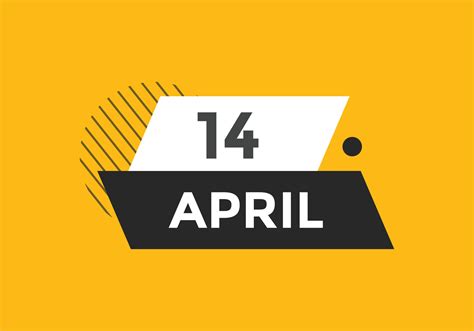 April 14 Calendar Reminder 14th April Daily Calendar Icon Template