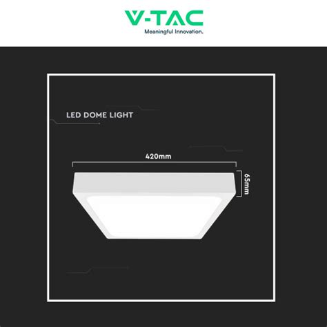 Vt Plafoniera Led Quadrata W Smd Ip Bianca V Tac