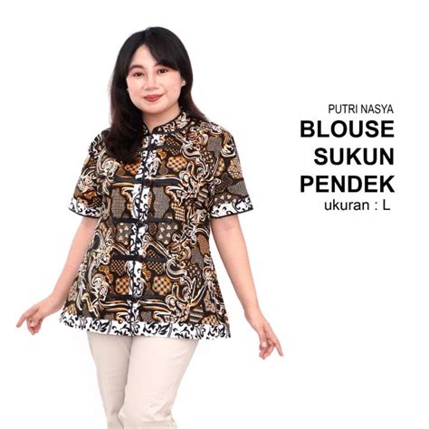 Blouse Big Size Wanita Atasan Batik Lengkap S M L Xl 2l 3l 4l 5l 6l 7l