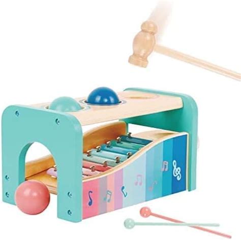 Nukied Wooden Hammer Toy Pound & Tap Bench with Xylophone Toy Montessori Toys for Toddlers ...