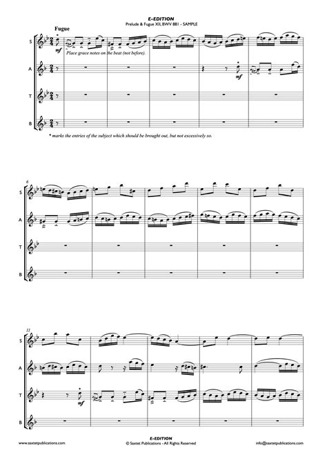 Prelude Fugue XII BWV 881 Saxtet Publications