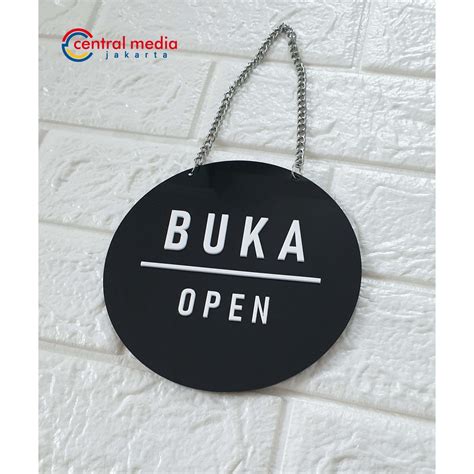 Jual Sign Board Akrilik Open Close Sisi Huruf Timbul Rantai Tanda