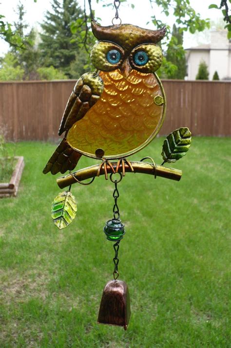 Owl Fusion Glass And Metal Wind Chime Left Wind Chimes Glass Wind