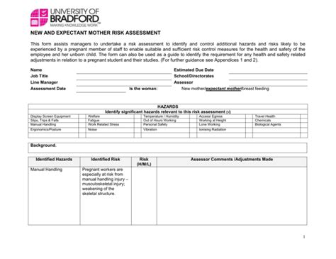 Risk Assessment Template For Pregnant Workers The Best Porn Website