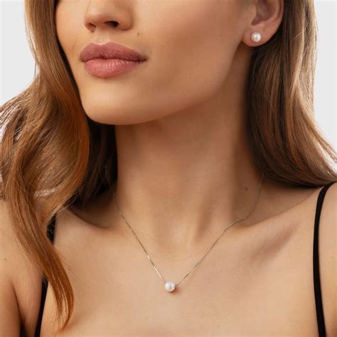 Pearl Earring And Necklace Set In White Gold Klenota