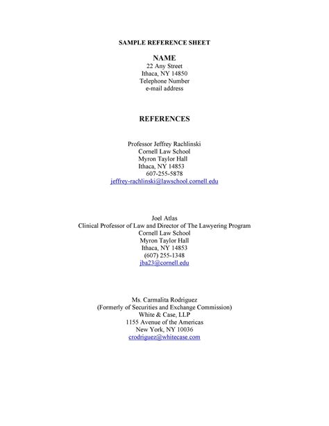 40 Professional Reference Page Sheet Templates Template Lab