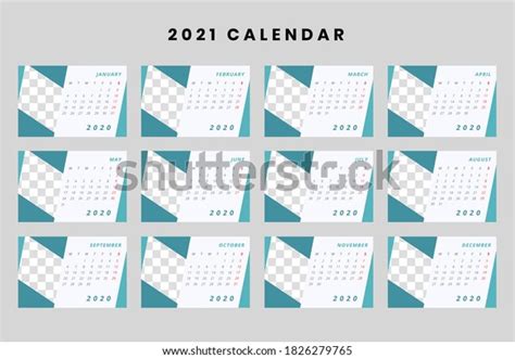 Calendar 2021 Printable Desk Calendar Template Stock Vector (Royalty ...