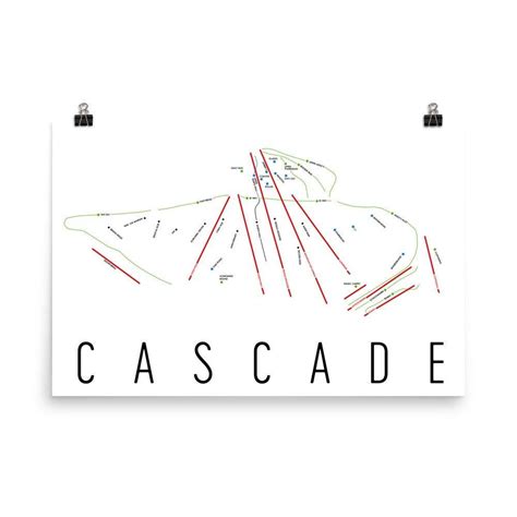 Cascade Mountain Ski Map Art, Cascade Mountain, Wisconsin Art, Cascade Trail Map, Snowboard ...