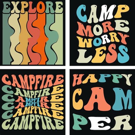 Paquete De Dise O De Camiseta De Camping Vector Premium