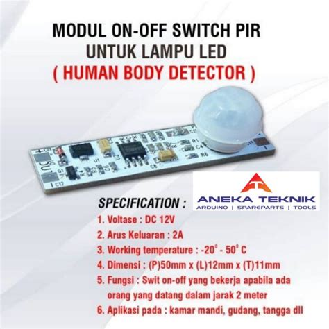 Jual Modul Sensor ON OFF Switch PIR LED Human Body Detector 2A DC 12V