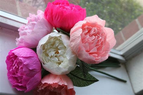 6 Peonies Crepe Paper Peonies Wedding Peonies Crepe Paper Flowers Wedding Bouquet Paper