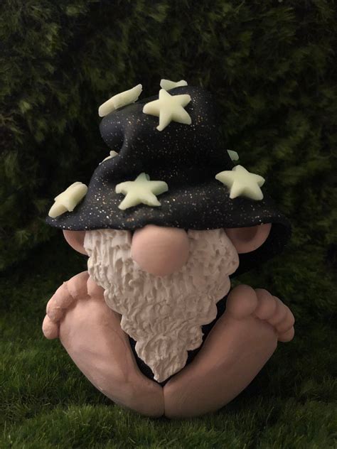 Polymer Clay Glow In The Dark Gnome Black Sparkle With Glow Etsy