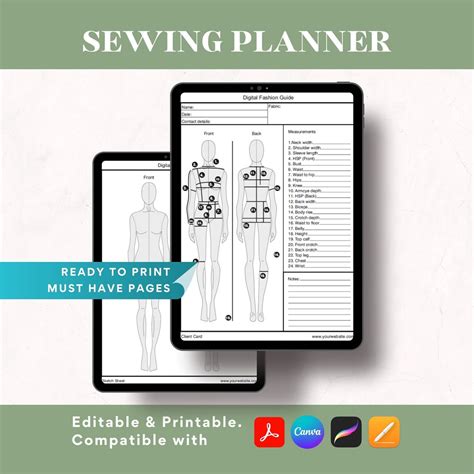 Printable Pdf Sewing Planner Seamstress Digital Organizer Easy Sewing