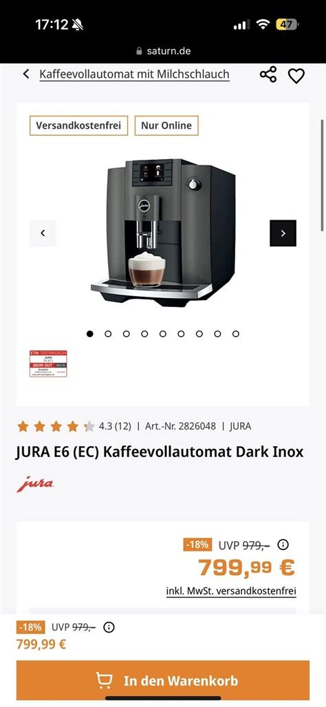 Jura E6 EC Kaffeevollautomat Dark Inox NEU EBay