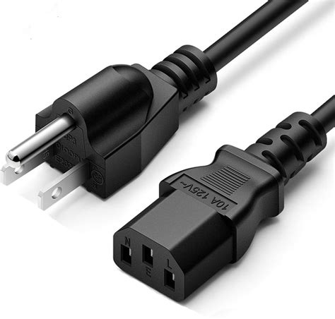 3 Prong Power Cord 3 Pin Ac Replacement Power Cable6ft Universal Three Prong Power Cord For