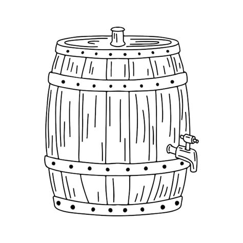 Premium Vector Wooden Barrel Of Beer In Hand Drawn Doodle Style