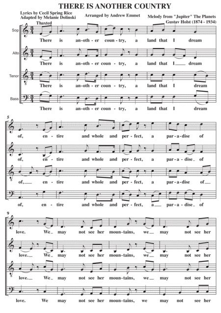 I Vow To Thee My Country Alternative Lyrics A Cappella Satb Arr