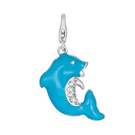 Sterling Silver Crystal Dolphin Charm